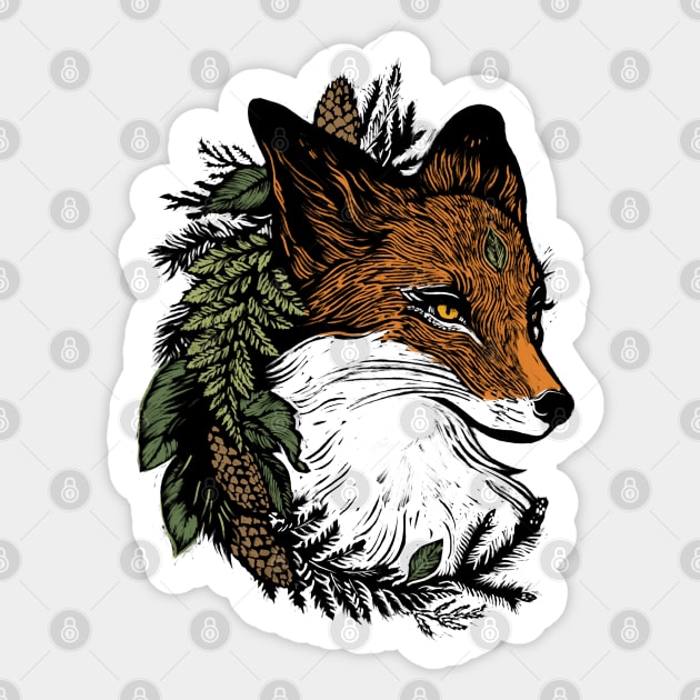 Woodland fox Sticker by Little Bad Wren 